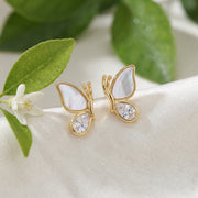 Mother-of-Pearl Butterfly Wing Studs – mother-of-pearl earrings, close-up