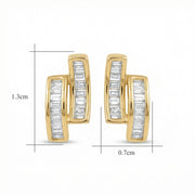 Parallel Bar Baguette Stud Earrings – sterling silver earrings, close-up