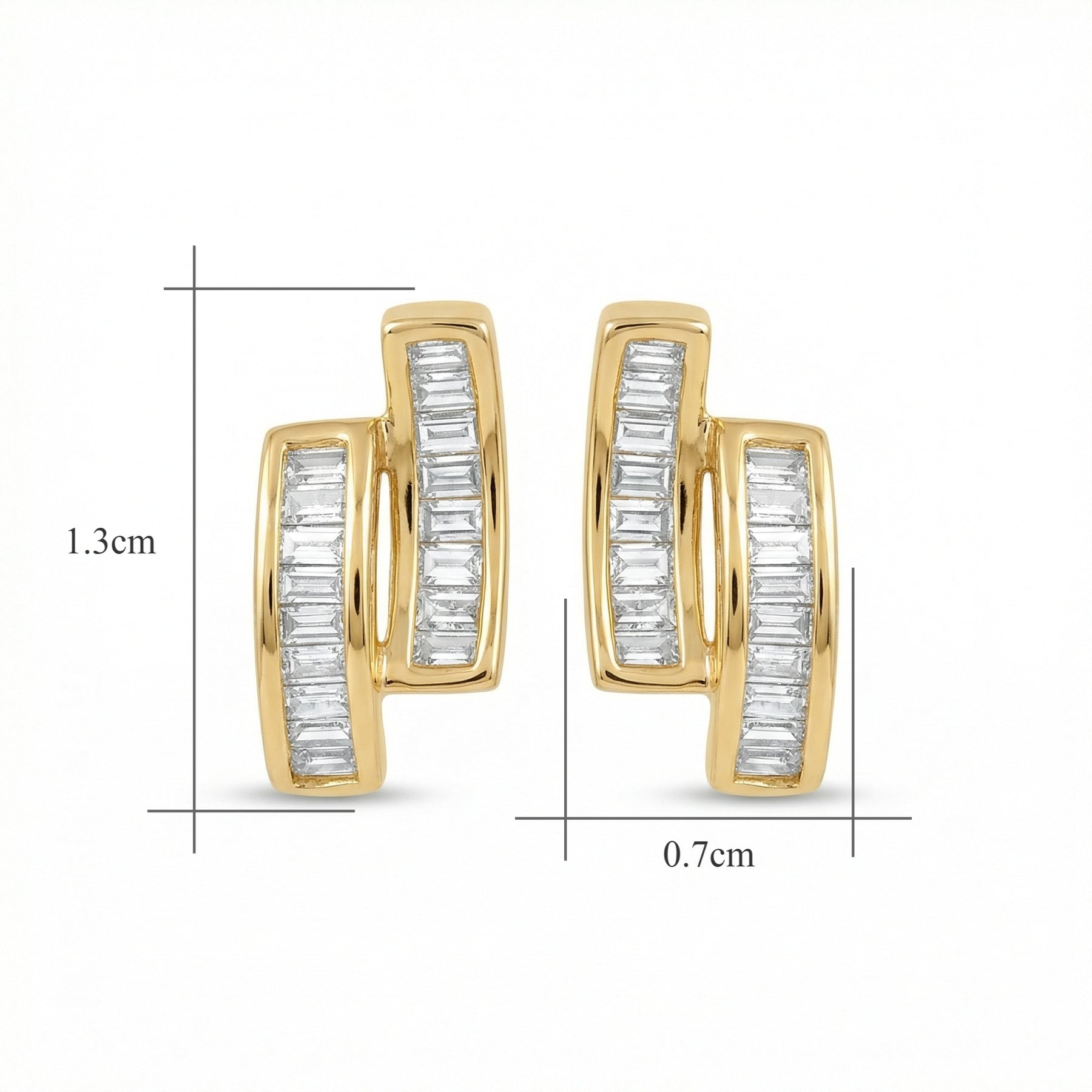 Parallel Bar Baguette Stud Earrings – sterling silver earrings, close-up