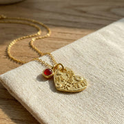 Heart Pendant with Embossed Script – sterling silver necklace, styling detail