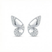 Butterfly Wing Studs, White Metal – sterling silver earrings, side detail