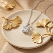 Square-Cut Pendant Necklace – sterling silver necklace, close-up