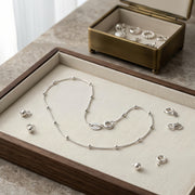 white-gold-tone Bead-Accented Chain Necklace – sterling silver necklace, side detail