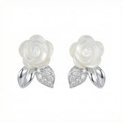 Carved Mother-of-Pearl Rose Studs – mother-of-pearl earrings