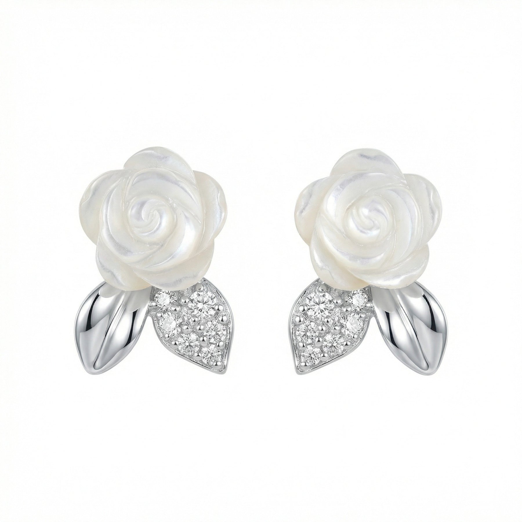 Carved Mother-of-Pearl Rose Studs – mother-of-pearl earrings