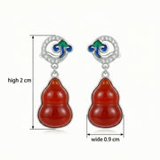 Red Agate Gourd Drop Earrings – agate earrings, front view