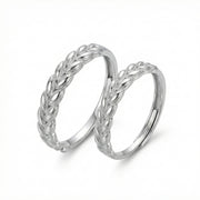 Wheat Leaf Matching Couple's Rings – sterling silver ring, side detail