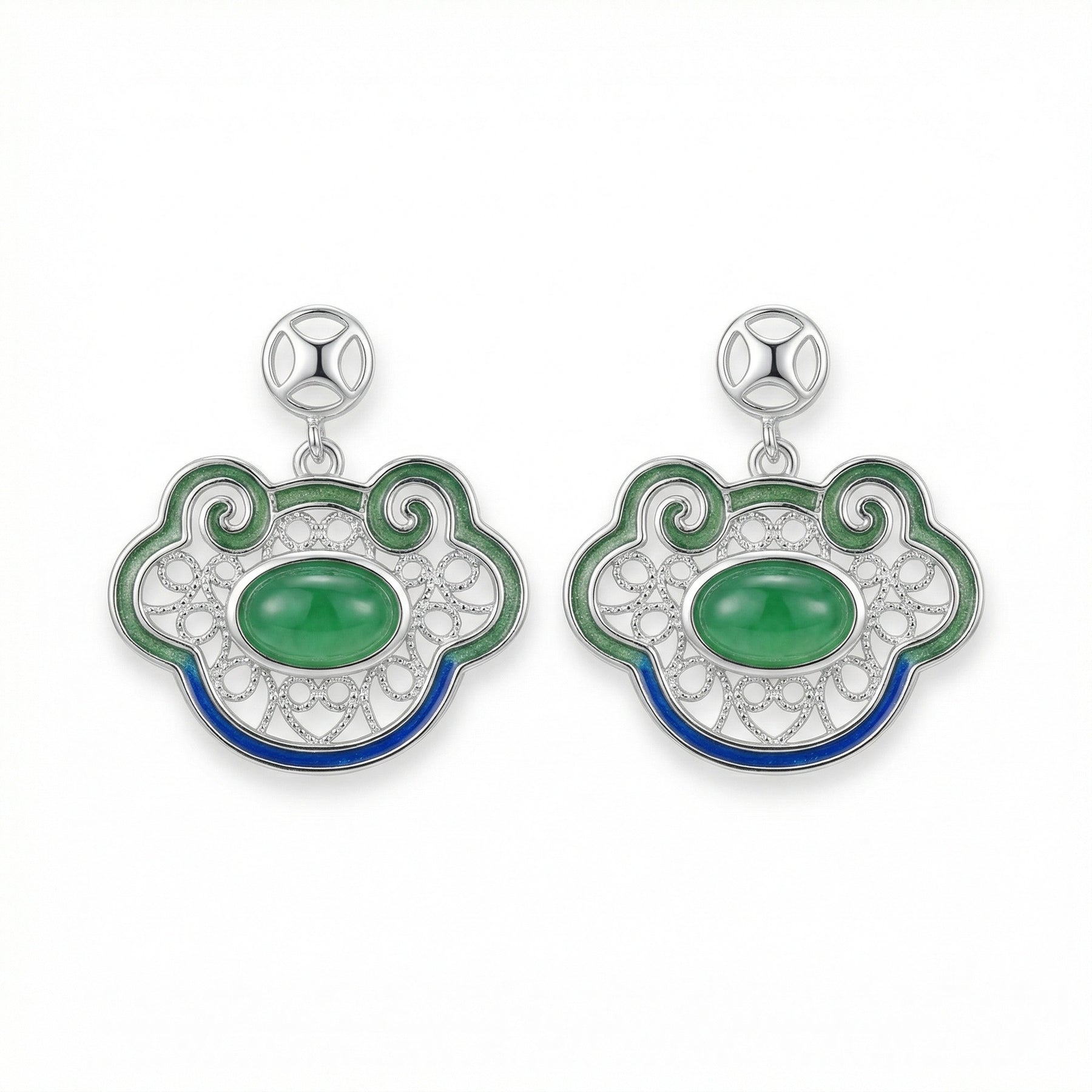 Ruyi Filigree Earrings with Enamel – sterling silver earrings