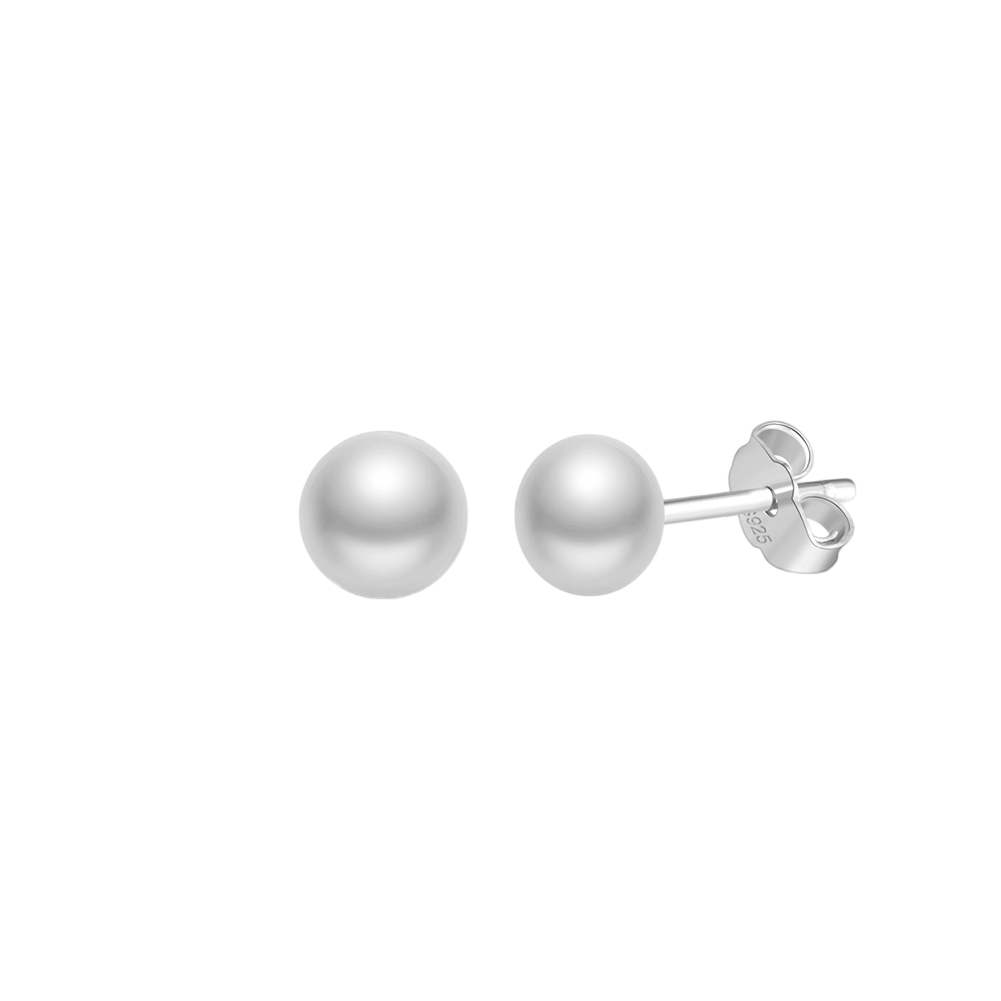 Freshwater Pearl Stud Earrings – pearl earrings, side detail