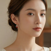 Red Bead Bowknot Drop Earrings – sterling silver earrings