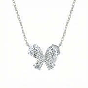Butterfly Pendant Necklace, Pear-Cut Stones – sterling silver necklace, front view