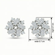 Snowflake Cluster Stud Earrings – sterling silver earrings, side detail