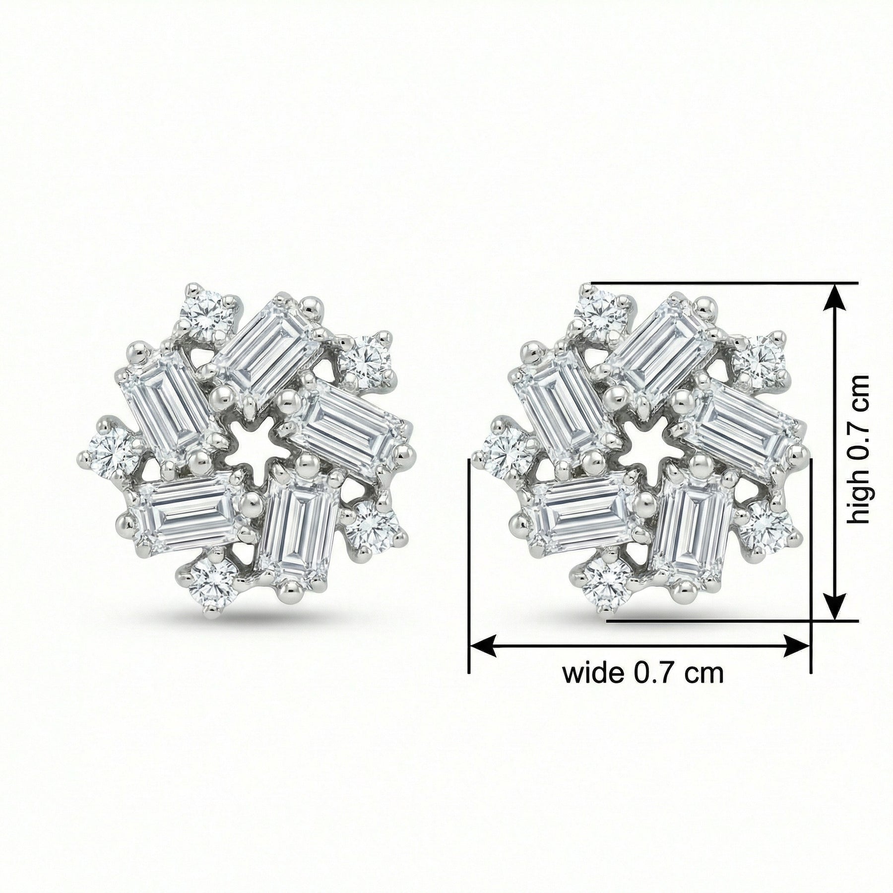 Snowflake Cluster Stud Earrings – sterling silver earrings, side detail