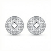 Circular CZ Halo Stud Earrings – zircon earrings, front view