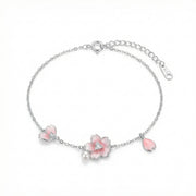 Cherry Blossom Enamel Bracelet – pearl bracelet, side detail