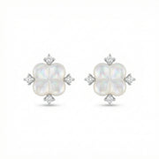 Mother-of-Pearl Clover Stud Earrings – mother-of-pearl earrings, close-up