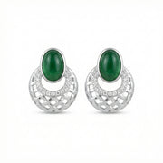 Green Jade Lattice Drop Earrings – jade earrings, side detail