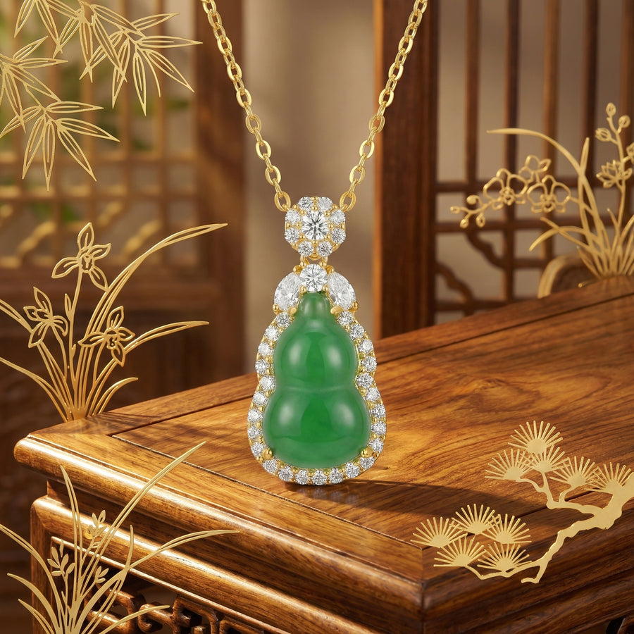 Jadeite Calabash Pendant Necklace – jade necklace, close-up