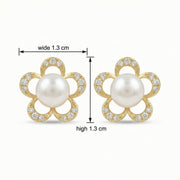 Floral Pearl Petal Stud Earrings – pearl earrings, close-up