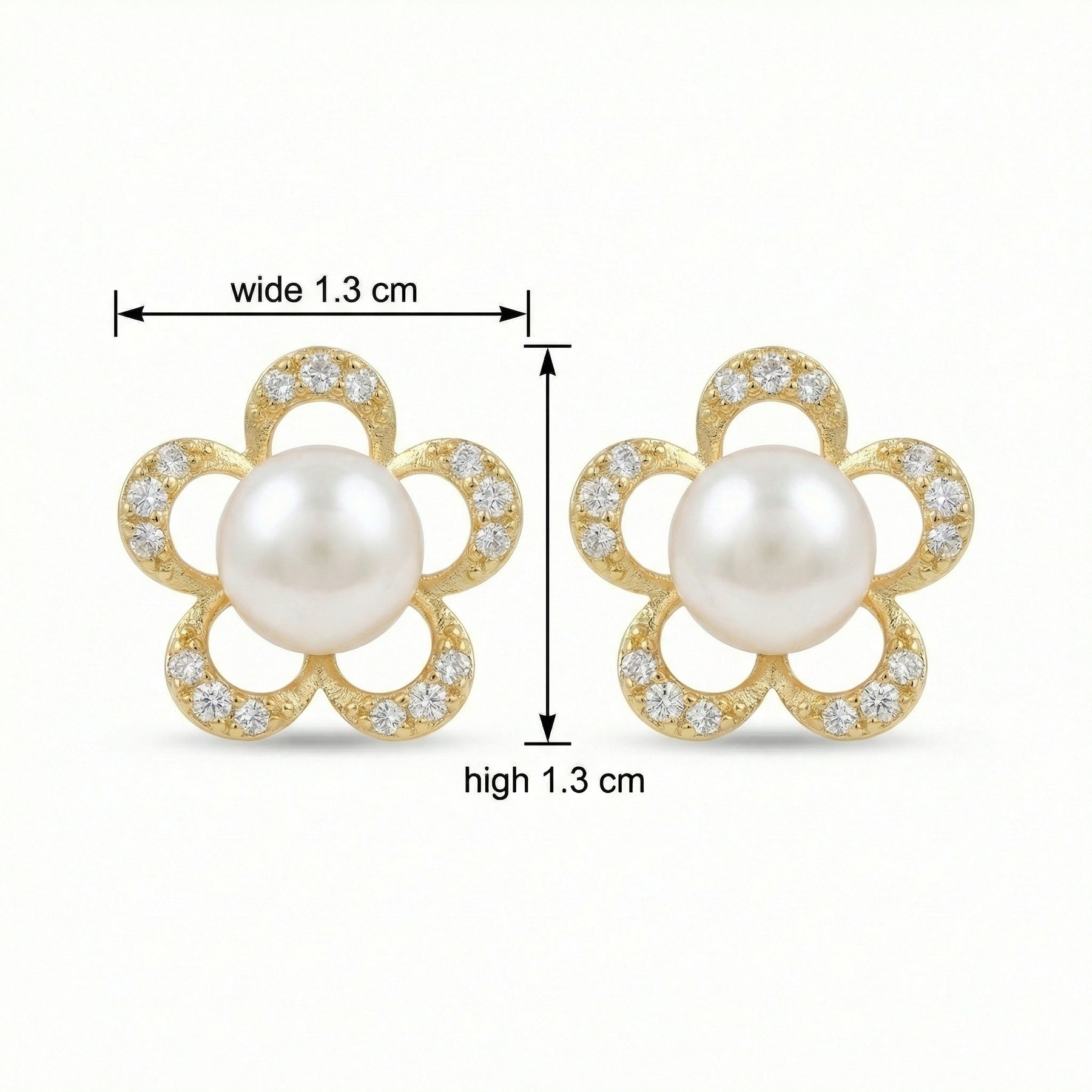 Floral Pearl Petal Stud Earrings – pearl earrings, close-up