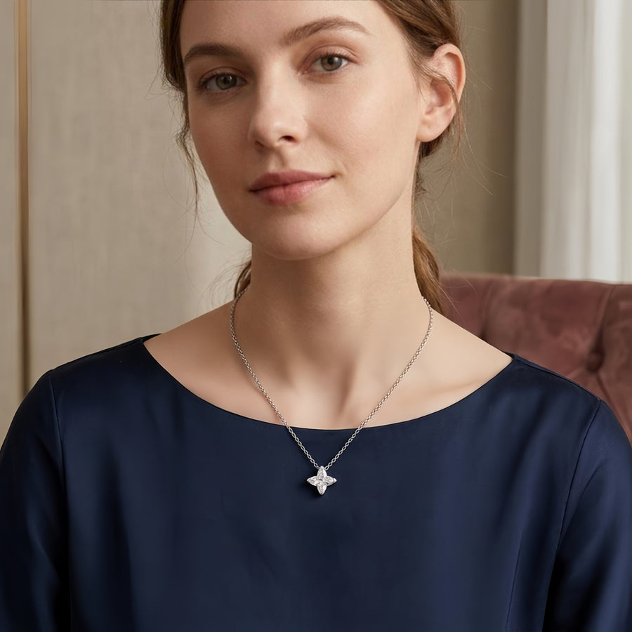 Princess-Cut Pendant Necklace – sterling silver necklace, close-up