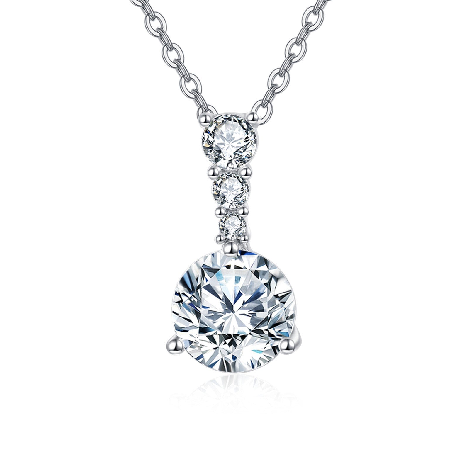 Triple Sparkling stone Graduated Necklace – sparkling stone necklace, front view