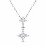 Marquise Floral Double Cluster Necklace – sterling silver necklace, front view