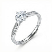 Round Solitaire Adjustable Ring – sterling silver ring