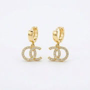 Double C Dangle Huggie Hoops – sterling silver earrings