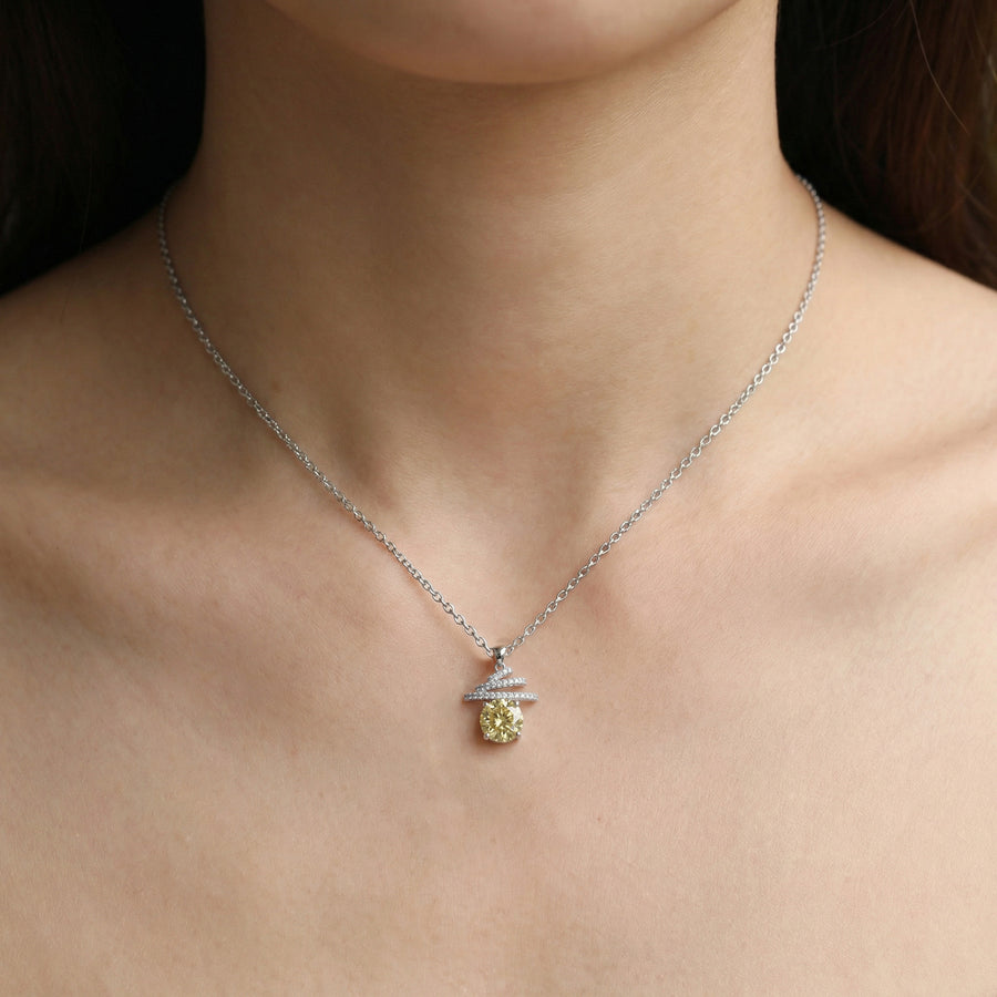 Citrine-Tone Spiral Pendant Necklace – sterling silver necklace, front view
