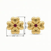 Heart Clover Ruby Stud Earrings – ruby earrings, front view