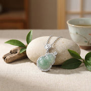 Jadeite Hulu Gourd Cloud Necklace – jade necklace, side detail