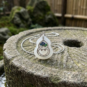 Gourd Pendant Necklace, Jade and Enamel – jade necklace, front view