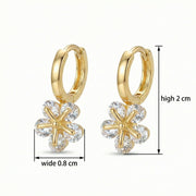 Floral Charm Huggie Hoop Earrings – sterling silver earrings, side detail