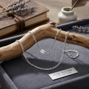 Italian Figaro Chain Necklace – sterling silver necklace, front view
