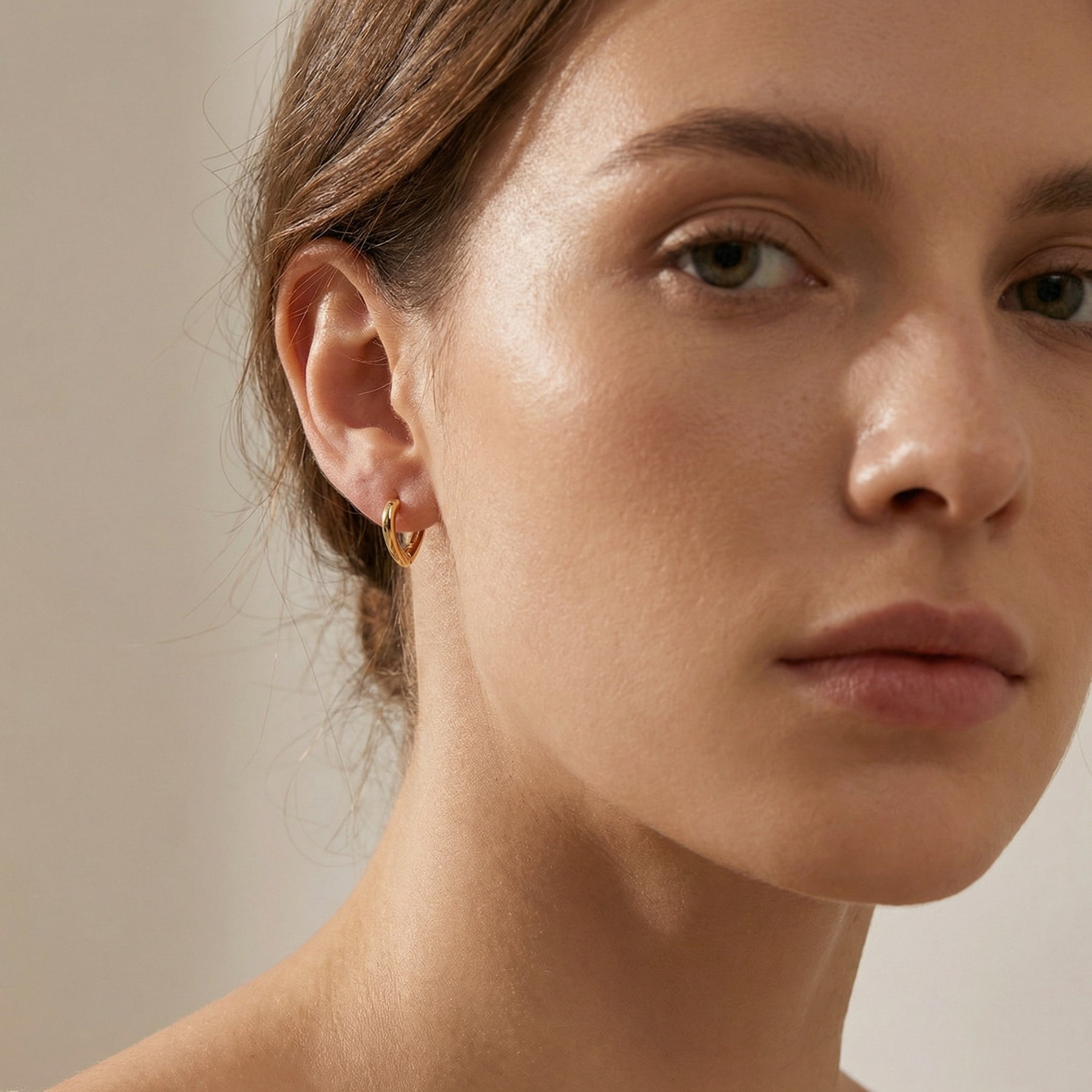 Molten Texture Huggie Hoop Earrings – sterling silver earrings, styling detail