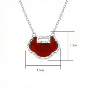 Red Carnelian Longevity Lock Necklace – carnelian necklace, front view