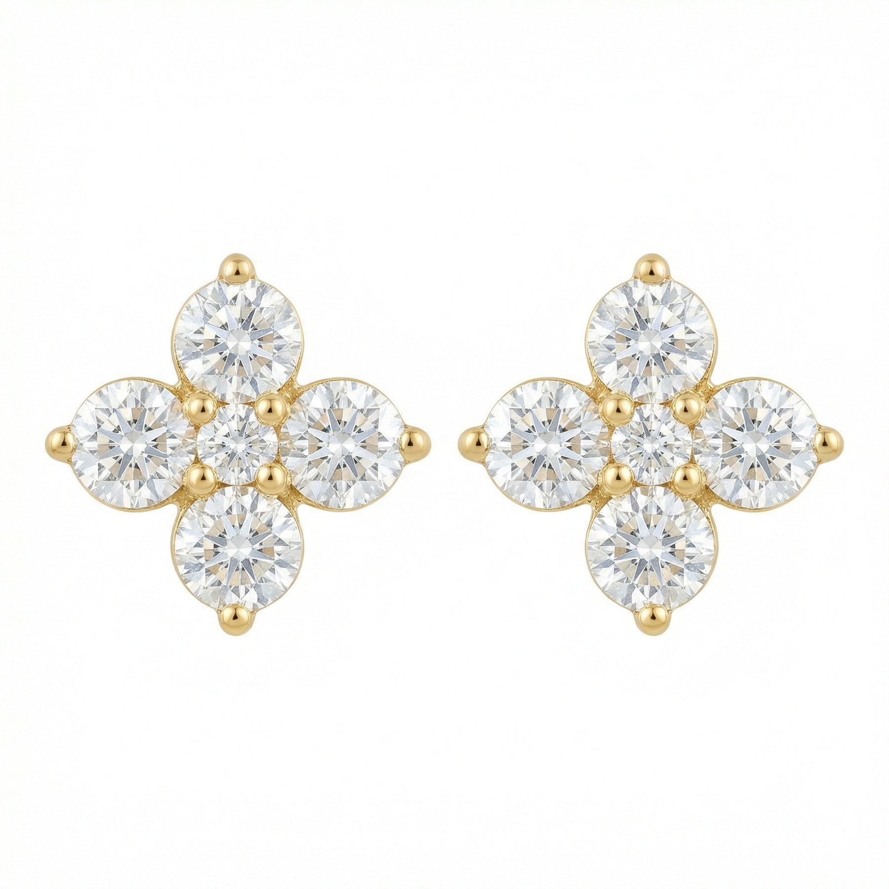 Four-Petal Flower Cluster Studs – sterling silver earrings