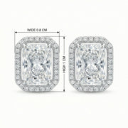 Radiant-Cut Rectangular Halo Studs – sterling silver earrings