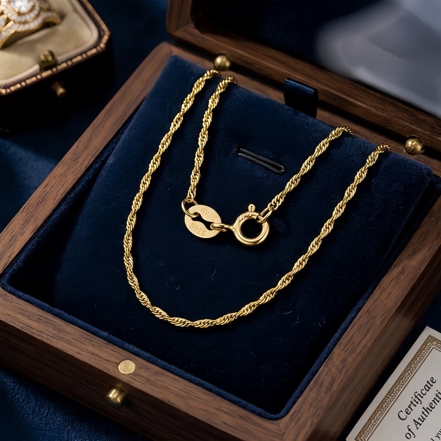 Handcrafted Italian Toggle Necklace – gold-plated necklace, front view