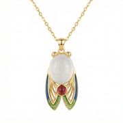 Enamel Cicada Pendant Necklace – sterling silver necklace