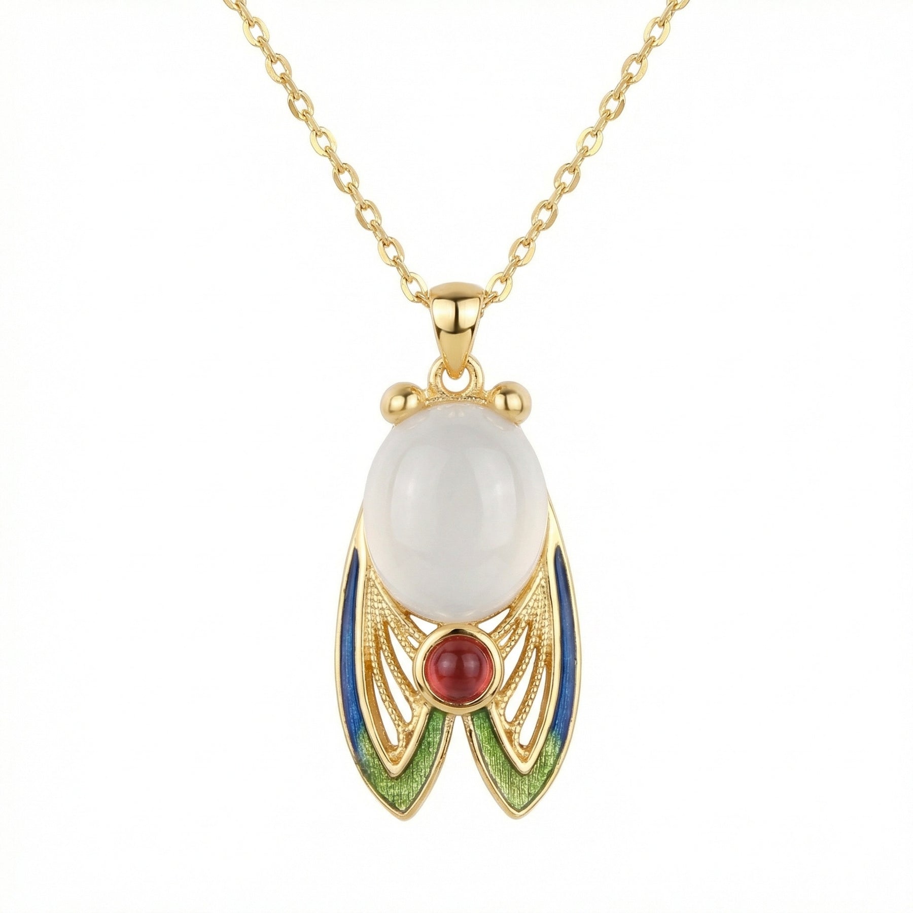 Enamel Cicada Pendant Necklace – sterling silver necklace