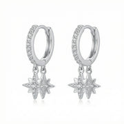 Celestial Star Dangle Hoop Earrings – sterling silver earrings