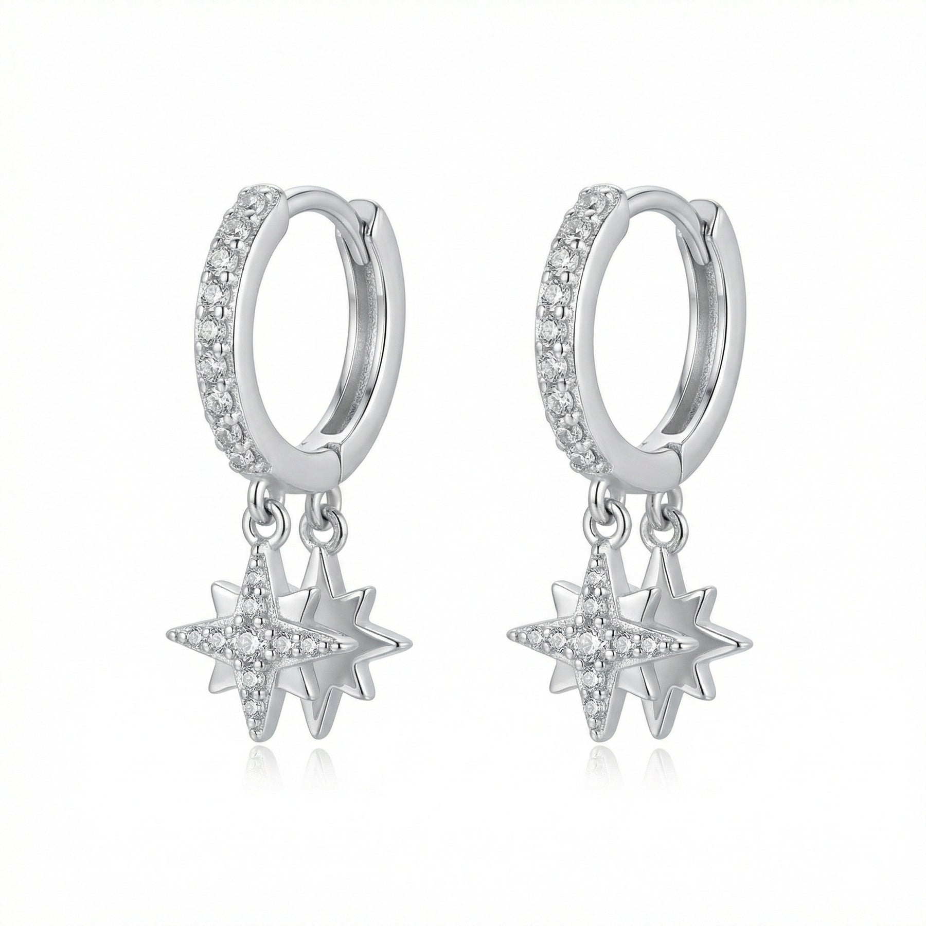 Celestial Star Dangle Hoop Earrings – sterling silver earrings