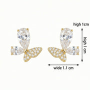 Butterfly Studs, Pear-Cut and Pavé – sterling silver earrings, close-up