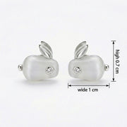 Silver Rabbit Moonstone Stud Earrings – sterling silver earrings, side detail