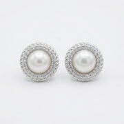 Pearl Halo Studs, Twisted Rope Detail – pearl earrings