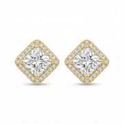 Square-Cut Halo Stud Earrings – sterling silver earrings