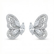 Marquise and Round Butterfly Studs – sterling silver earrings, front view