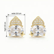 Celestial Star and Oval Stud Earrings – sterling silver earrings, front view